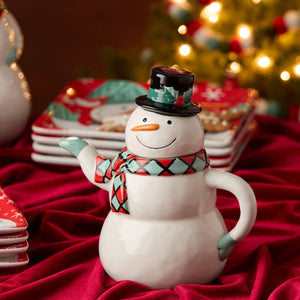 Christmas Whimsy Snowman 3-D Teapot 36 oz.