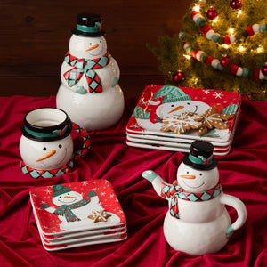 Christmas Whimsy Snowman 3-D Teapot 36 oz.