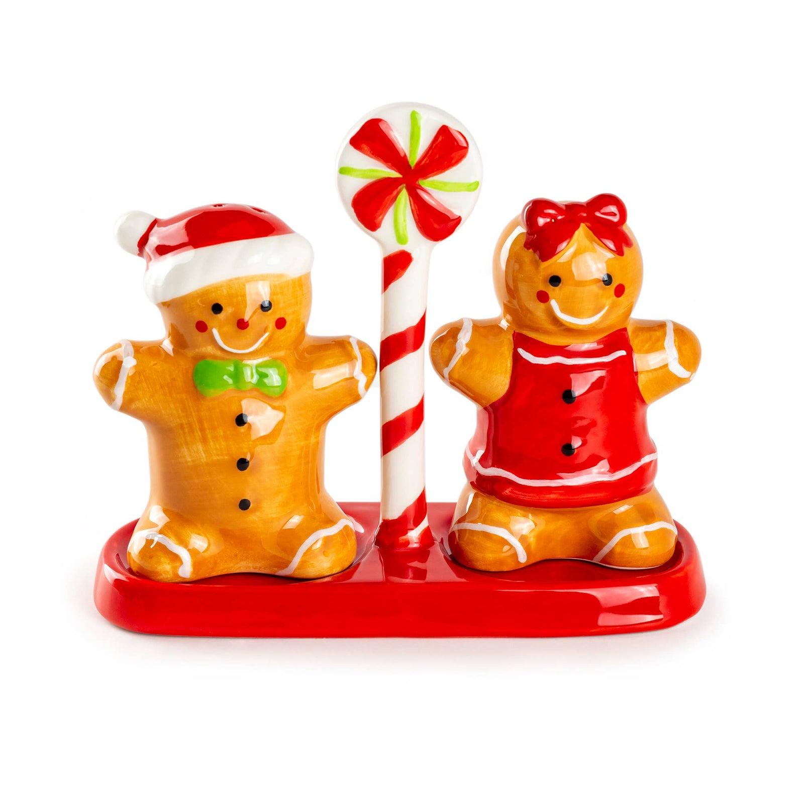 Gift Boxed Gingerbread Figurine Salt and Pepper Shaker Set