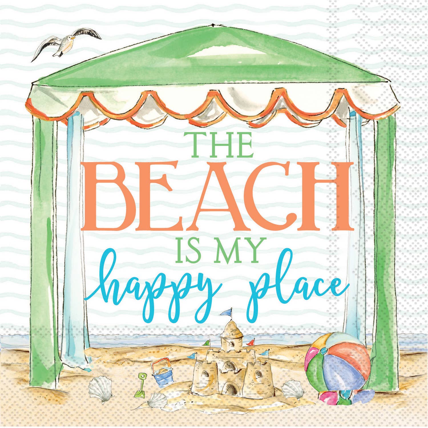 Paper Cocktail Napkins 20 Ct Happy Beach Rosanne Beck
