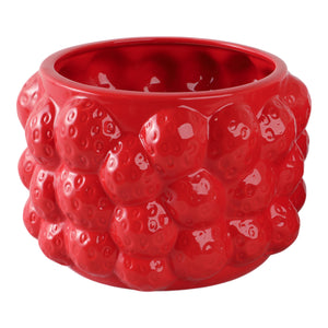 Decorative Planter - Red Ceramic Strawberry Flower, 8 in.
