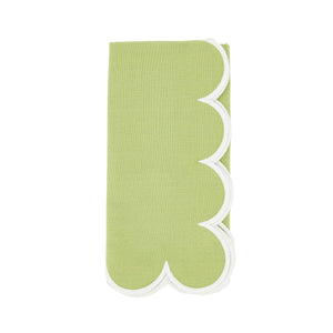Cotton Scalloped Dinner Napkin: White/Rust / 20"