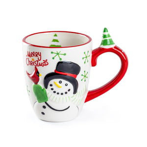 Merry Christmas Snowman and Cardinal 14oz Mug