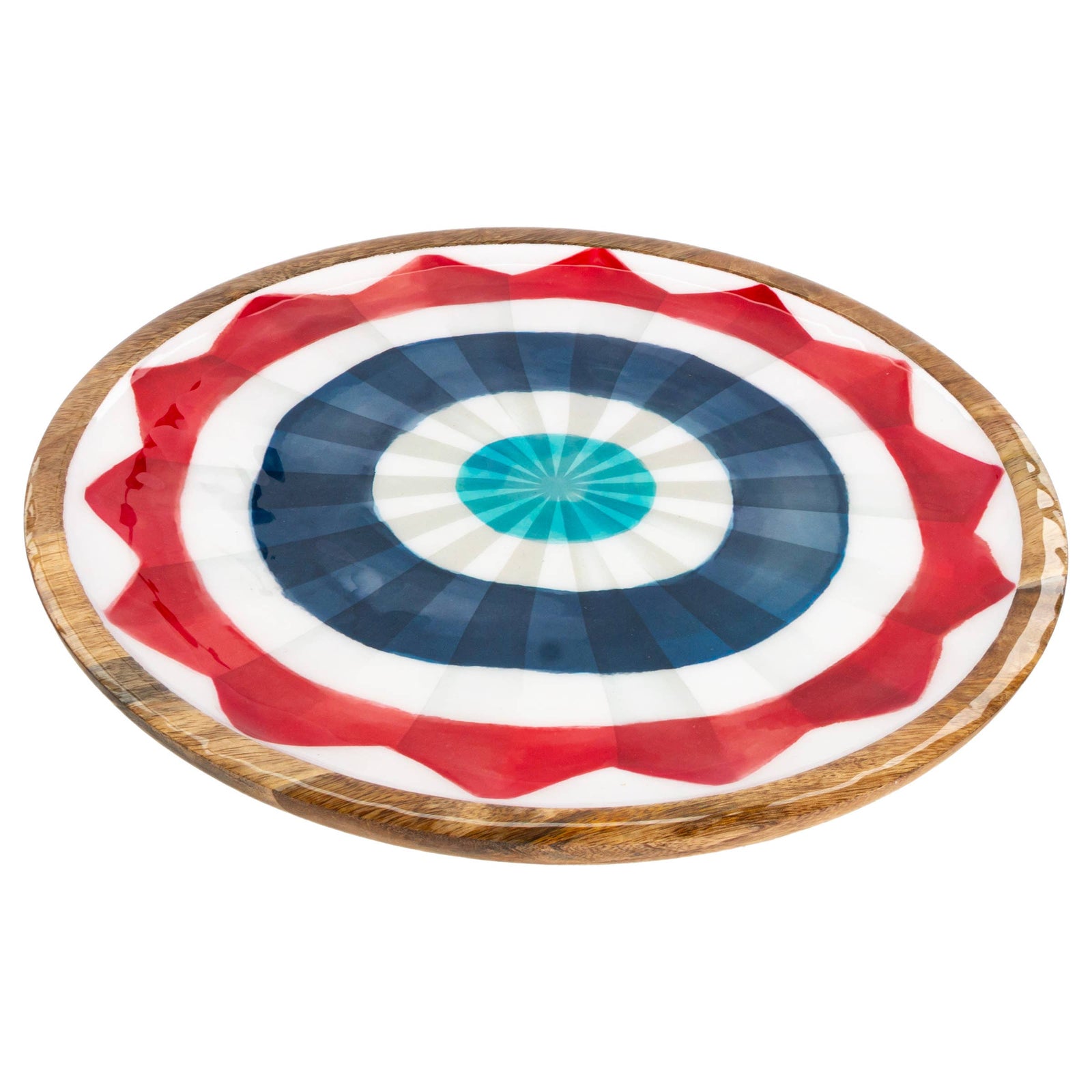 14" Dia. Stars & Stripes Round Mango Wood Platter