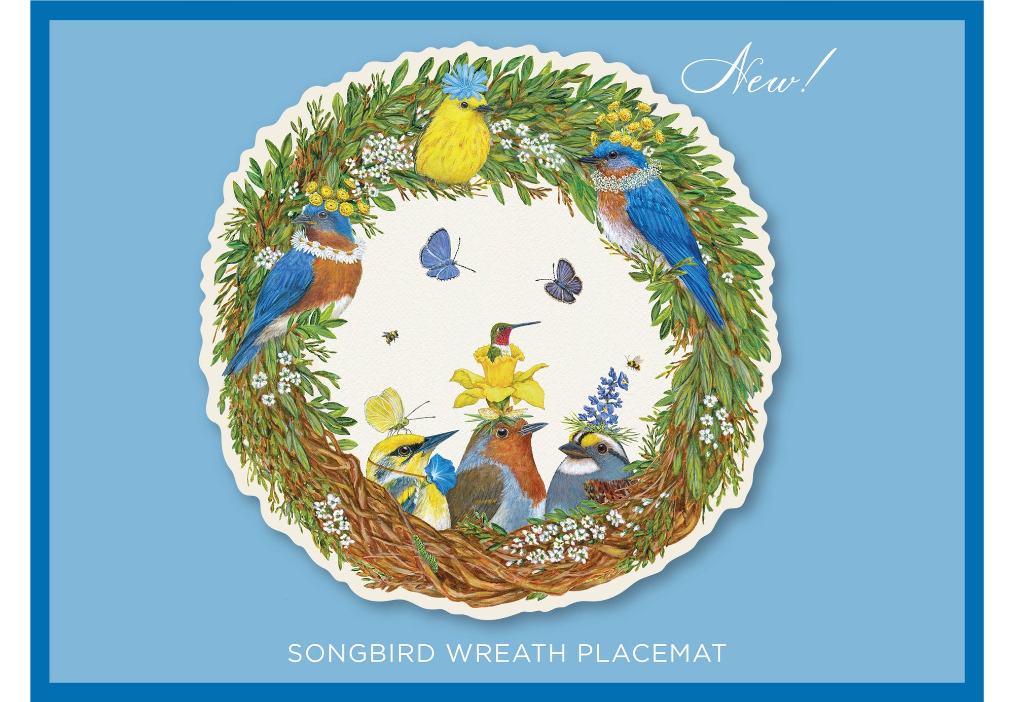 Die cut songbird wreath placemat - 12 sheets