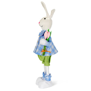 18.9" Boy Rabbit with Tulip Fabric Easter Decoration