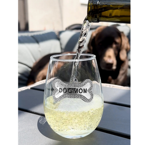 Dog Mom Stemless Wine Glass