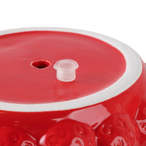 Decorative Planter - Red Ceramic Strawberry Flower, 8 in.