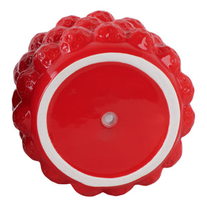 Decorative Planter - Red Ceramic Strawberry Flower, 8 in.