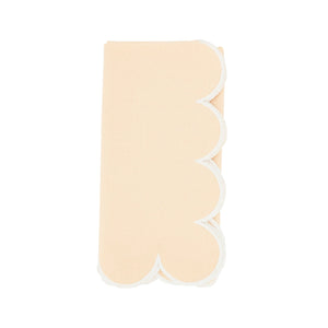 Cotton Scalloped Dinner Napkin: White/Rust / 20"