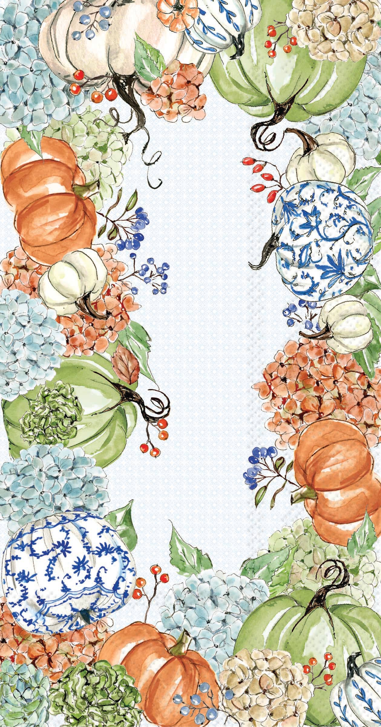 Fall Hydrangea Allover Paper Guest Towels 16 ct Rosanne Beck