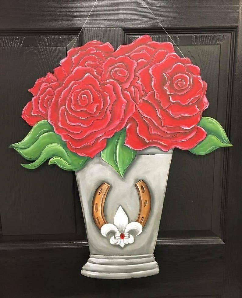 Derby Mint Julep with Roses Door Hanger: Printed