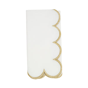Cotton Scalloped Dinner Napkin: White/Rust / 20"