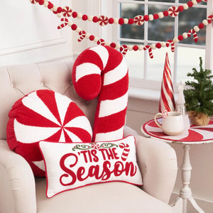 Christmas Tis The Season Candy Cane Throw Pillow