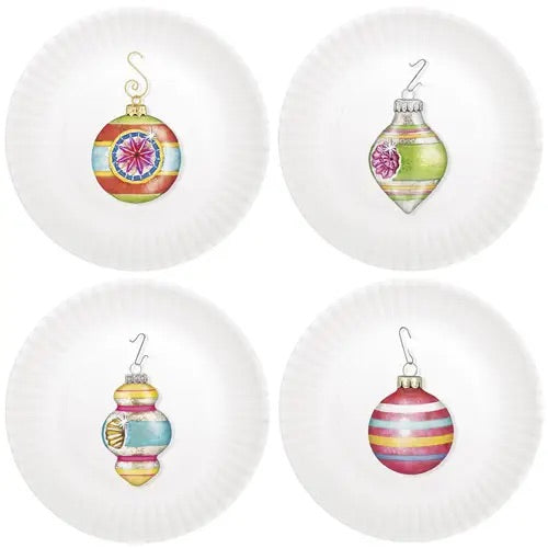 Holiday Ornaments Appetizer Plates S/4