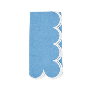 Cotton Scalloped Dinner Napkin: White/Rust / 20"