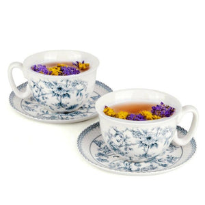 Blue Flowers Porcelain Cup and Saucer Set in Gift Box