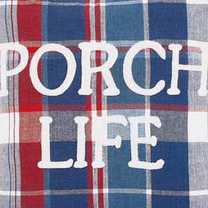Picnic Plaid Porch Life Embroidered Pillow M/5