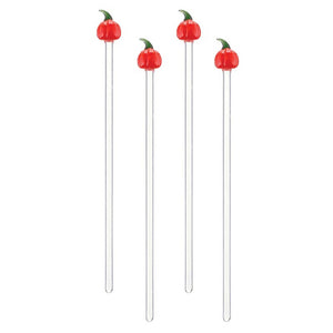 Glass Stir Sticks - Pumpkin: Glass / 7.9" h
