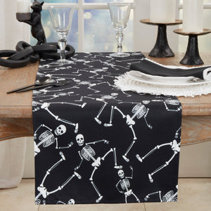 Spooky Skeletons Table Runner: Black / 16"x72"