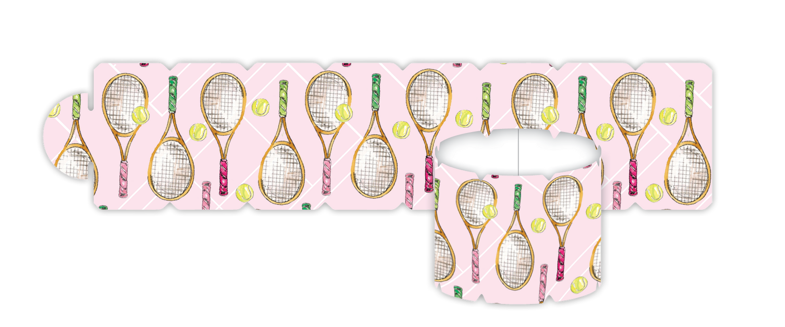 Handpainted Tennis Rackets with Balls Pattern Napkin Ring