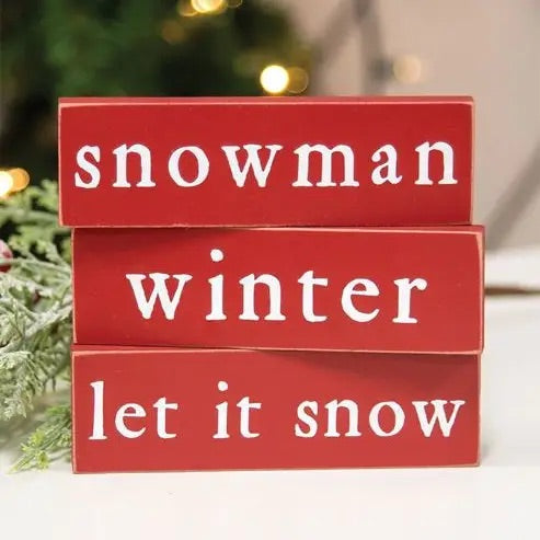 Let It Snow, Winter or Snowman Thin Mini Block, 3 Assorted