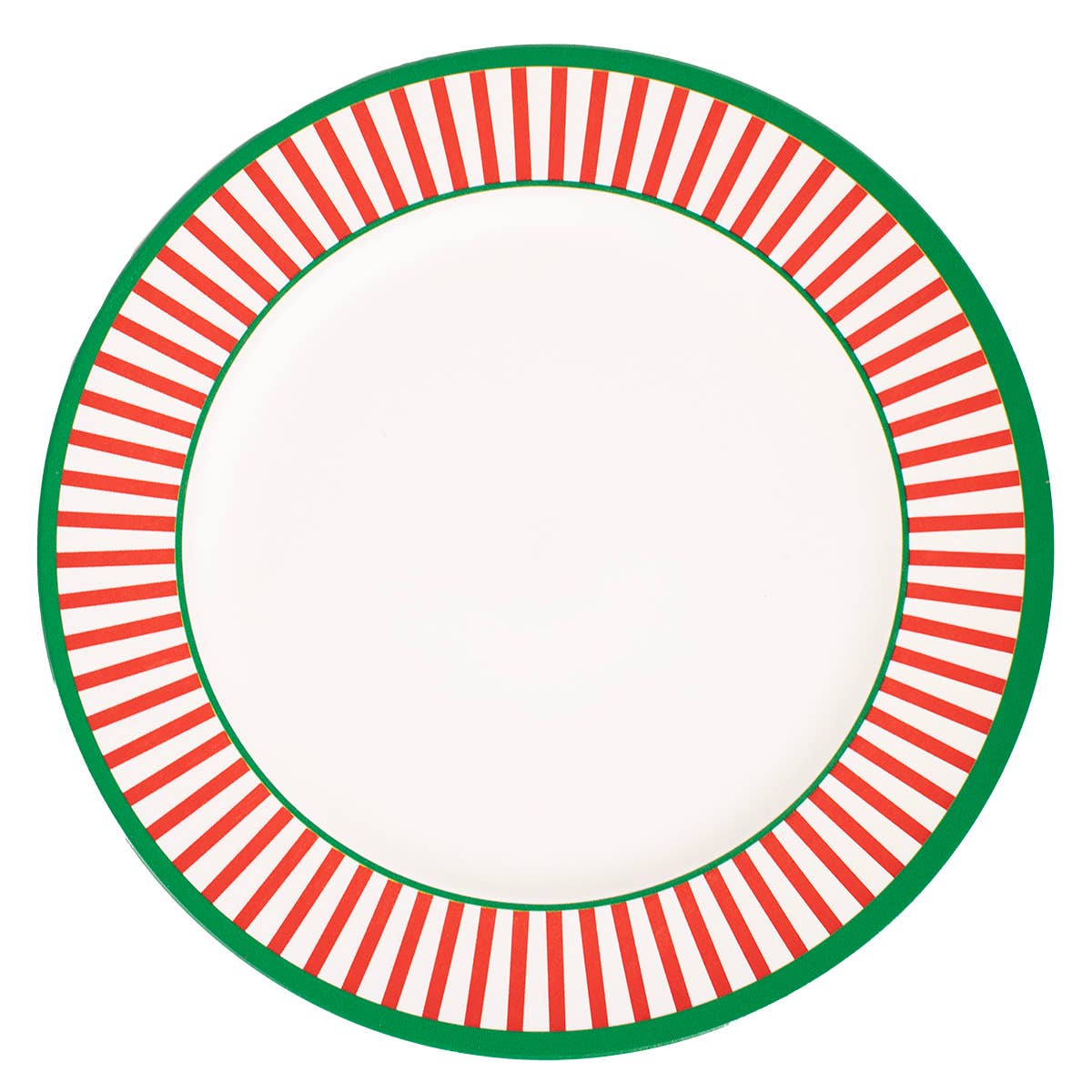 Christmas Stripe Charger   White/Red/Green   13"