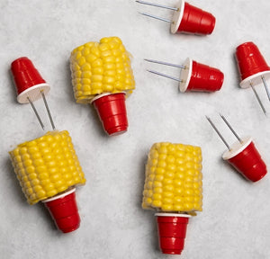Outset Red Party Cup Themed Corn Holders, Set of 4 Pairs
