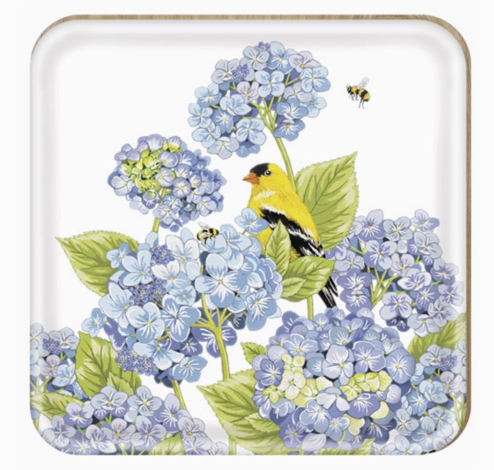 Hydrangea Finch Wooden Tray