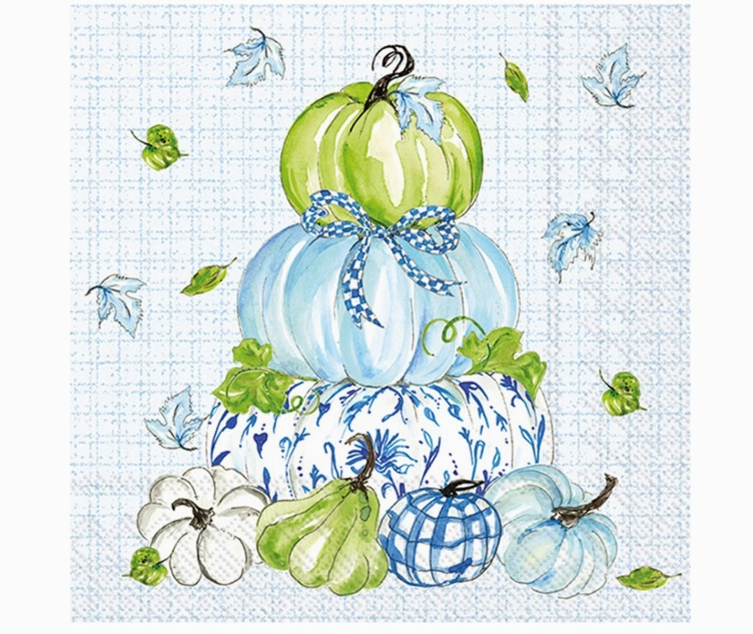 Paper Cocktail Napkin 20Ct Chinoiserie Stacked Pumpkins Fall