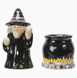 Witch and Cauldron Salt & Pepper Halloween Shaker Set