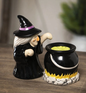 Witch and Cauldron Salt & Pepper Halloween Shaker Set