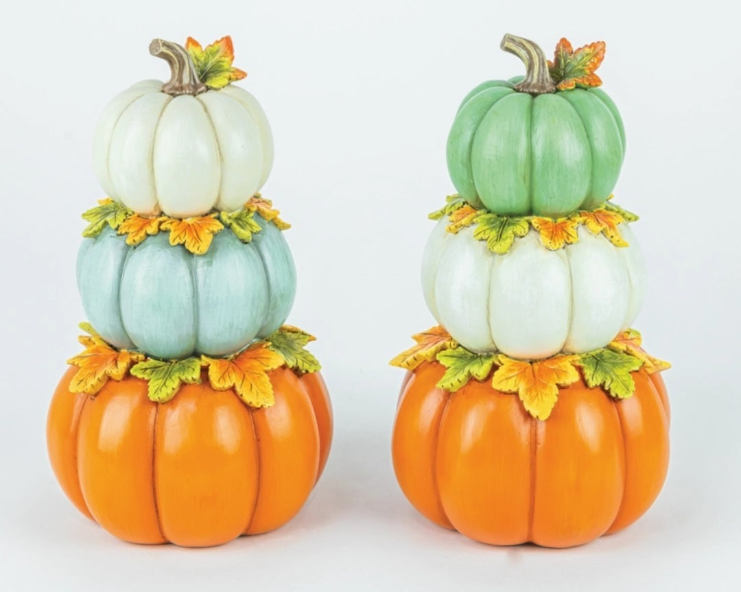 FALL LEAF TRIO PUMPKIN STACK 2 ASSORTED