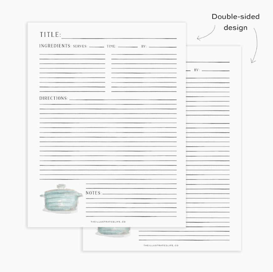 Recipe Binder Filler Pages