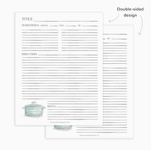 Recipe Binder Filler Pages