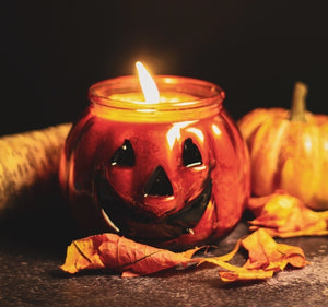 Pumpkin Candle w/ Metal Witch Hat