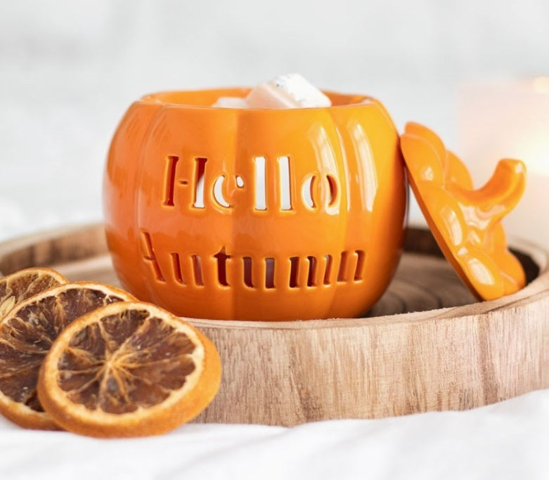 Hello Autumn Fall Pumpkin Oil Burner and Wax Warmer