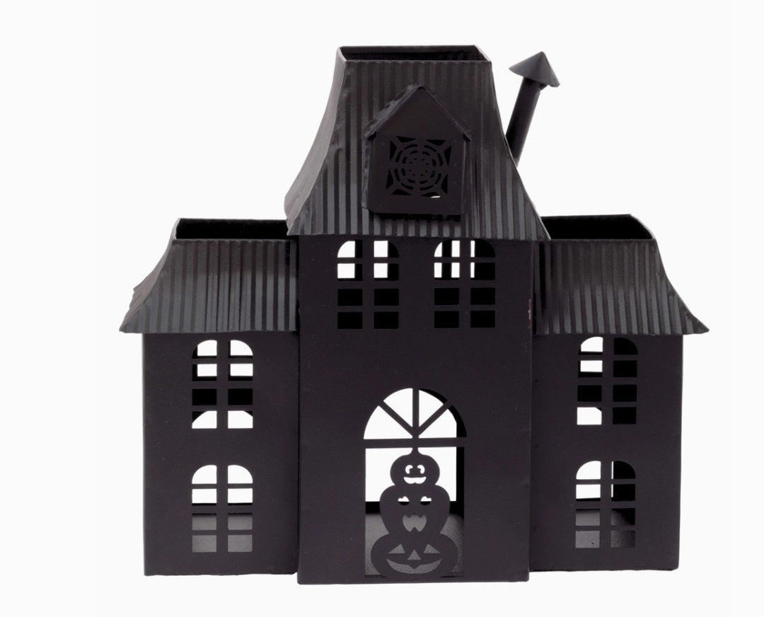 Black Metal Haunted House Mansion 10.25"