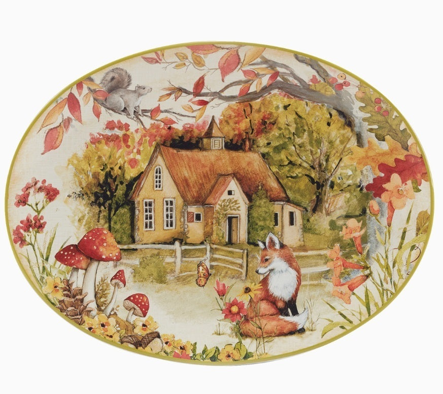 Woodland Critters Oval Platter 16 x 12 in