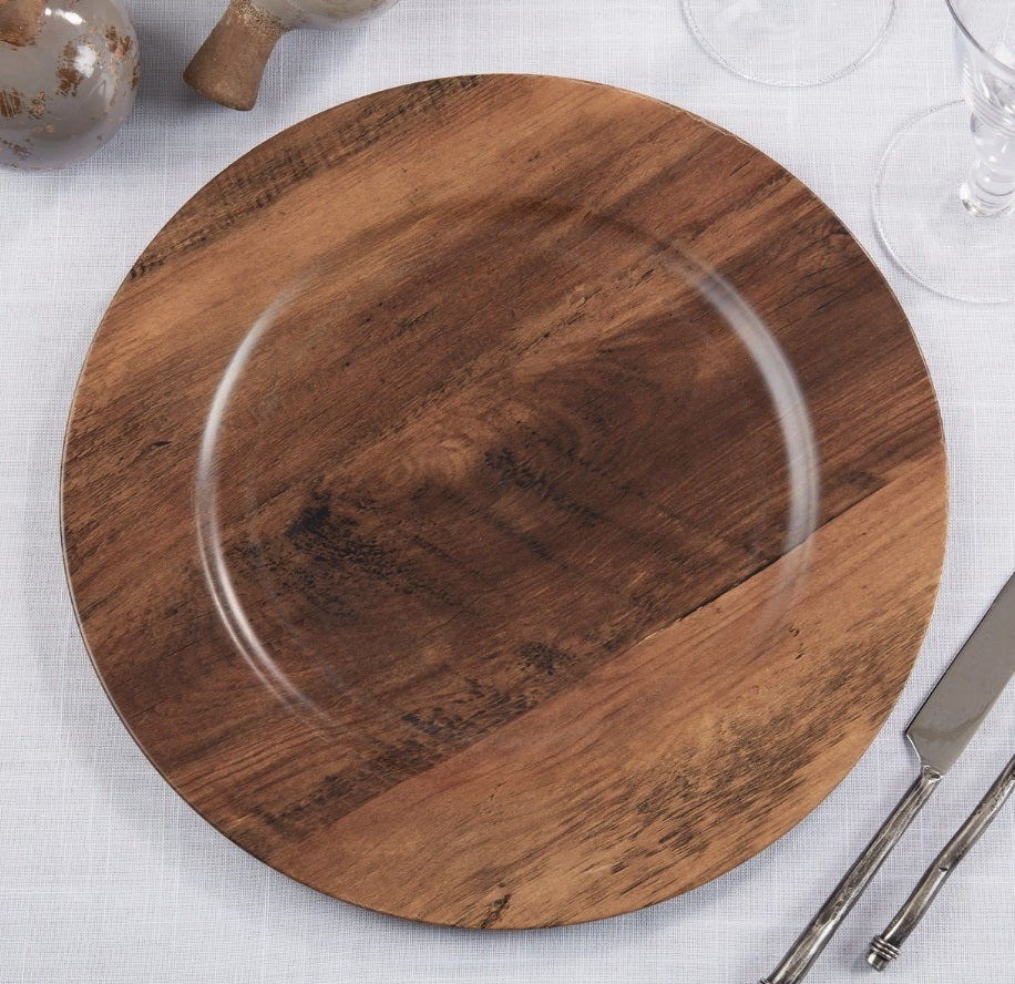 Sleek Faux Wood Charger Plate Brown