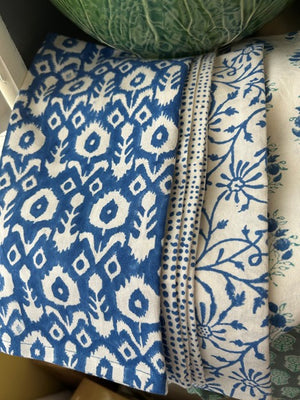 Cottage Blue Block Print dishtowel