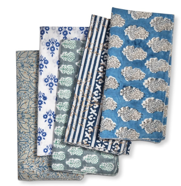 Cottage Blue Block Print dishtowel