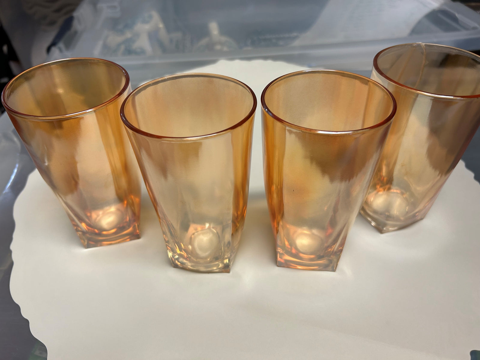 Set of 4 Carnival glass tumbers