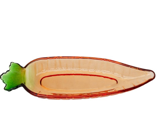10.25" Long Carrot Glass Dish Easter
