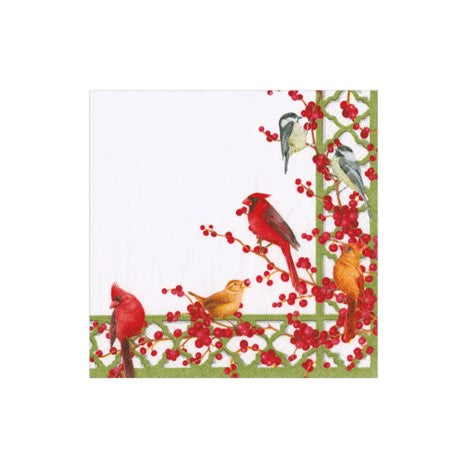 Winter Birds and Berries cocktail napkin