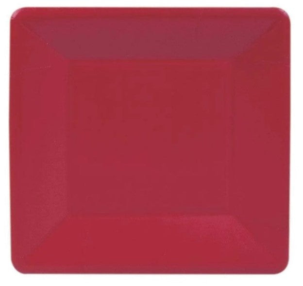 Grosgrain Border Red Square Salad/dessert Plates