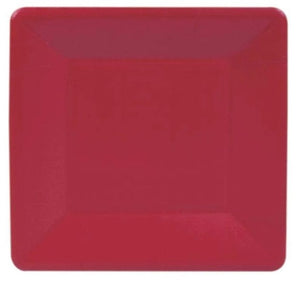 Grosgrain Border Red Square Salad/dessert Plates