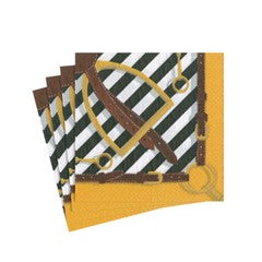 Stirrup and Silks Derby Cocktail napkin Brown and gold