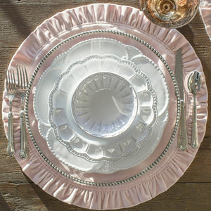 Round Ruffle Velvet Placemat-New Colors - Cream 16.5 Inch Round