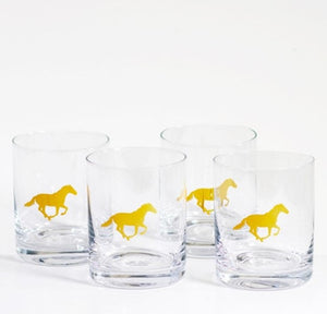 Rocks Glass/ Horse Set Of Four